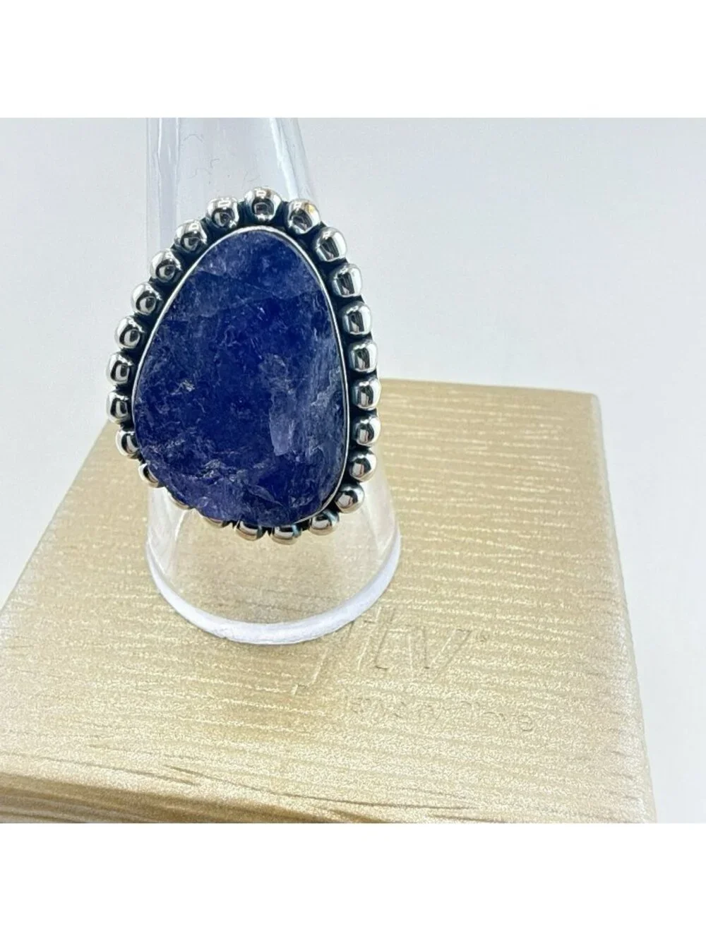 JTV Tanzanite Ring Sterling Silver Purple Free Form Rough Modern 925 Size 9 Arya